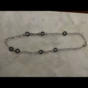 Silver and black linked necklace